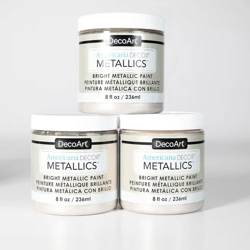 DecoArt Americana Decor Metallics Paint – Perla, paquete de 3 (8 onzas líquidas) – Pinturas metálicas de bricolaje para muebles, decoración del