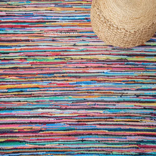 Miniatura 7 de SAFAVIEH Rag Rug Collection - Alfombra decorativa de 2 x 3 pies, color gris, hecha a mano, de algodón a rayas, ideal para zonas de alto tráfico