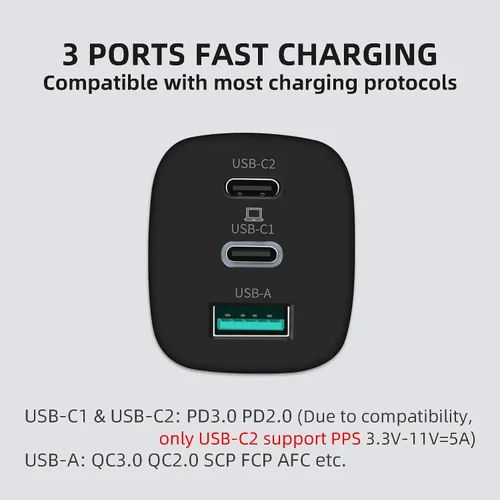 Miniatura 8 de Sisyphy GaN-001US - Cargador USB C GaNk para tablets Surface de 65 W, con superficie de nailon de 6 pies a cable USB C, compatible con Microsoft