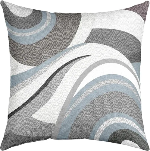 Miniatura 19 de Feelyou Juego de 4 fundas de almohada geométricas reversibles para exteriores de 16 x 16 pulgadas, diseño geométrico de rayas negras y grises, juego