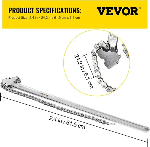 Miniatura 7 de VEVOR Llave de cadena de tubo de 24 pulgadas Llave de cadena resistente de 6.7 pulgadas