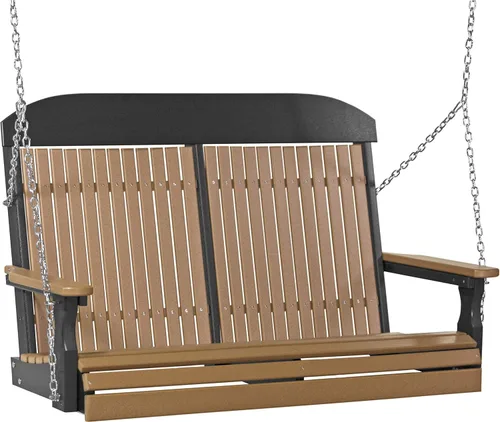 Miniatura 10 de LuxCraft Columpio clásico de poliéster de 4 pies con respaldo alto, fabricado con plásticos reciclados, fabricado en Estados Unidos (caoba antigua)