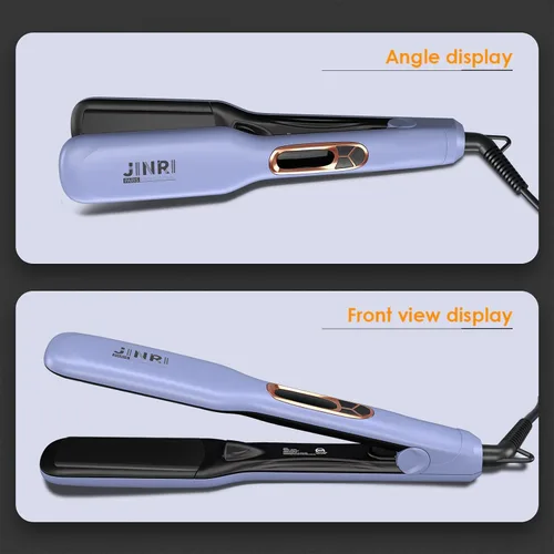 Miniatura 5 de JINRI Plancha plana de titanio de 1.26 pulgadas de ancho para cabello húmedo o seco, alisador con doble voltaje (100-240 V), deja un aspecto suave