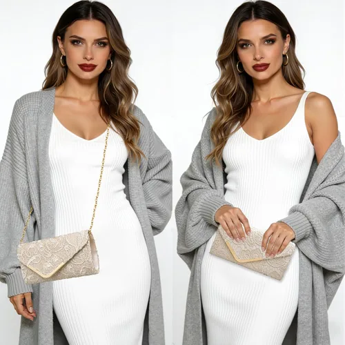Miniatura 2 de Bolso de mano Larcenciel para mujer, bolso de lentejuelas brillante con cadena, bolso de noche con destellos para fiestas y graduaciones
