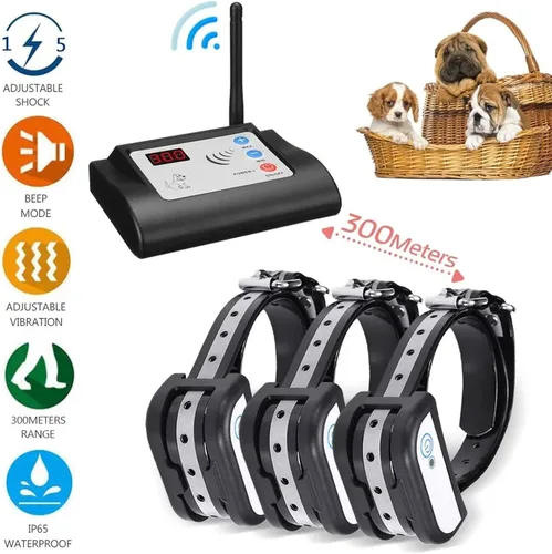 Miniatura 5 de Valla inalámbrica para perros, sistema de contención eléctrico seguro para mascotas, rango de radio ajustable de hasta 990 pies, contenedor