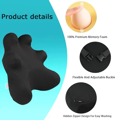 Miniatura 4 de Almohada de apoyo lumbar Newsty para silla de oficina, respaldo ergonómico patentado para alivio del dolor de espalda con correa ajustable, almohada