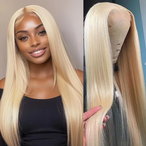 Miniatura 21 de GZX Peluca de cabello humano 613 con encaje frontal transparente HD de 13 x 4 pulgadas, pelucas de cabello humano lacio con encaje frontal, densidad