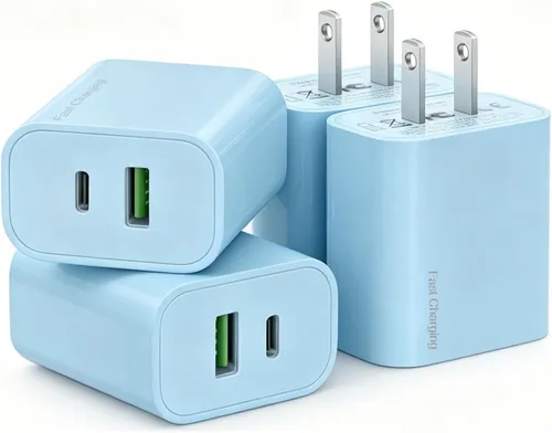 Miniatura 12 de Paquete de 4 bloques de cargador USB C, cargador de puerto USB-C y USB-A de 20 W, para i Phone 17/16/15/14/13/12/11/X/8, i Pad y más Blanco