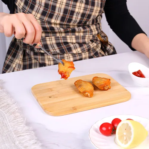 Miniatura 8 de Juego de tablas de cortar de bambú para cocina,Tablas de cortar pequeñas con soporte,Tablas de servir para sándwich queso comida desayuno