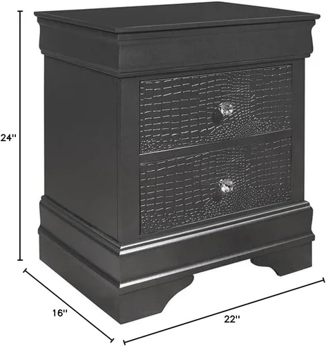 Miniatura 3 de Global Furniture USA Pompei - Mesita de noche con acabado gris, gris metálico