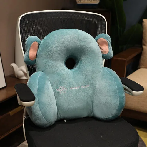 Miniatura 11 de SKINFORD Lindo cojín de respaldo de animal suave almohada de respaldo de felpa con agujero almohada de descanso para respaldo de oficina, silla