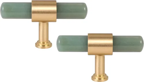 Miniatura 12 de Rockcloud Juego de 2 pomos de barra en T de ágata con tornillos, perillas cilíndricas para cajones, manijas para armario, armario, armario, Gris