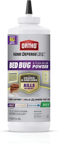Ortho Home Defense Max Bed Bug & Flea Killer Powder – Pulgas y chinches en polvo, aplicar a grietas y grietas en marcos de cama y de ventana