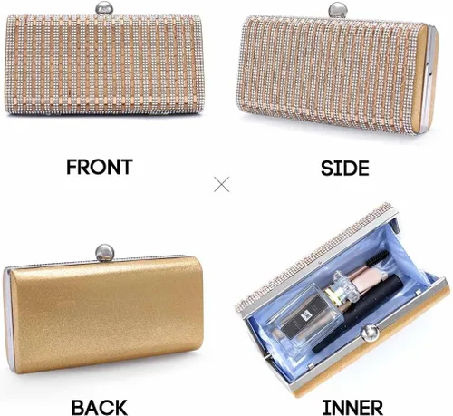 Miniatura 3 de Yokawe Bolso de mano para mujer, con diamantes de imitación brillantes, para novia, boda, baile de graduación, fiesta, bolso