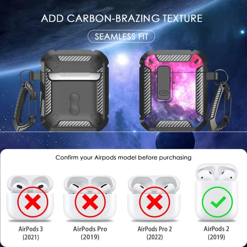 Miniatura 6 de RFUNGUANGO Funda para AirPods Pro 2 con kit de limpieza y mosquetón, compatible con Airpods Pro de 2ª/1ª generación, compatible con carga