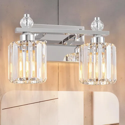 Miniatura 30 de Luces de Tocador de Baño de 3 Luces, Placado Negro, Modernas Luces de Tocador de Cristal para Baño, Luces de Tocador de Cristal para Usar Sobre