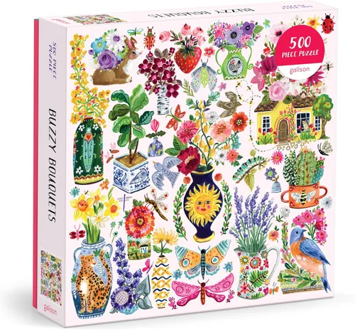 Miniatura 3 de Galison Artful Blooms – Rompecabezas de 500 piezas: actividad divertida y desafiante con arte brillante y audaz de arreglo floral pintado