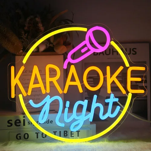 Letrero de Neón para Noche de Karaoke Decoración de Sala de Música Letrero LED de Bar de Karaoke para Decoración de Pared Karaoke En Vivo Al Aire
