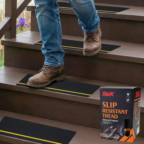 Miniatura 27 de S&X Peldaños de escaleras con cinta antideslizante reflectante de rayas 5 unidades/paquete, peldaños reflectantes de 6 x 24 pulgadas, peldaños