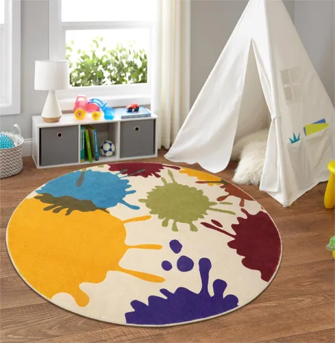 Miniatura 14 de STARUIA Alfombra de Área Colorida, Alfombra de Aula de 5'x7' para Niños, Alfombras Lavables con Salpicaduras de Pintura para Sala de Juegos, Tinta