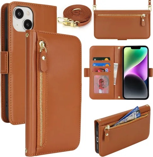 Miniatura 40 de Lipvina Funda tipo cartera para iPhone 12 Pro Max / 13 Pro Max para mujeres, bolsillo con cremallera, funda de teléfono de cuero PU con soporte