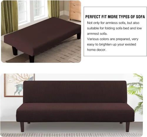 Miniatura 4 de H.VERSAILTEX - Funda elástica para sofá o cama, licra de alto elastano, lavable a máquina, tela Jacquard para sofá, futón Chocolate