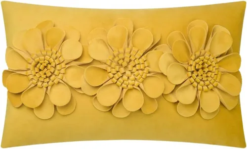 Miniatura 24 de JWH Funda de almohada decorativa con diseño de flores 3D, funda de almohada decorativa de girasol, cojín de terciopelo, funda de almohada floral