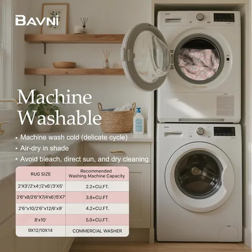 Miniatura 7 de Bavni Alfombra Pasillo 2x6 para Pasillo Cocina Antideslizante Lavable Rosa Pasillo para Baño Cuarto de Lavado Entrada Dormitorio Suave Boho Alfombra