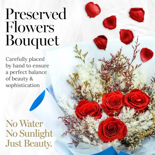 Miniatura 2 de GLAMOUR BOUTIQUE Ramo de flores preservadas, flores para siempre en una caja con hortensias y más, listo para regalo para aniversario, cumpleaños