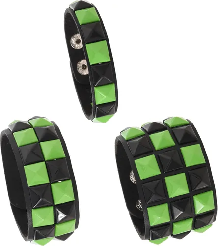 Miniatura 6 de 3 pulseras punk, pulseras de cuero con tachuelas, pulsera emo, pulseras góticas ajustables para hombres y mujeres