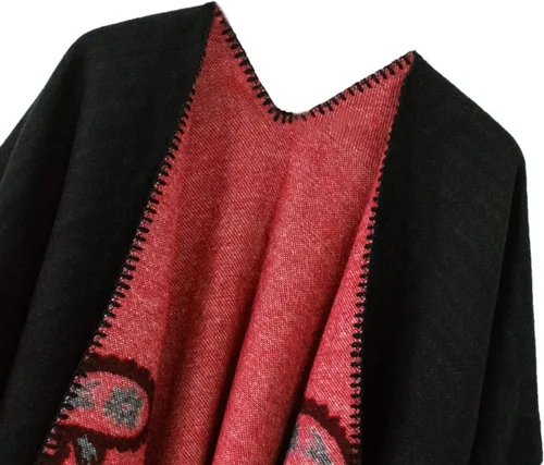 Miniatura 118 de Urban CoCo Poncho de colores para mujer, chal con frente abierto, color en bloques