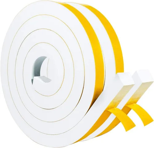 Miniatura 21 de Yotache Burlete fino blanco de 1/2 pulgadas x 1/16, cinta de sellado de junta de espuma para ventana, jamba de puerta corredera, altavoz, tablero