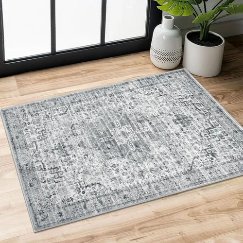 Miniatura 80 de SIILOOM Alfombra lavable de 2 x 3 pies, alfombra suave color taupe ceniza para entrada, tapete antideslizante para puerta de interior, tapete