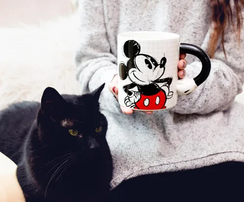 Miniatura 3 de Silver Buffalo Mickey - Taza de cerámica con mango en forma de mano, 20 onzas