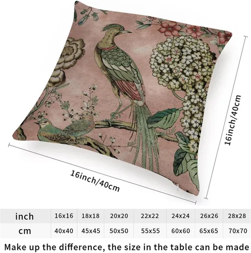 Miniatura 2 de ArogGeld Fundas de almohada de granja de camelia y pavo real, color rosa, rubor, chinoiserie, pájaro, blanco, lino, funda de cojín chinoiserie