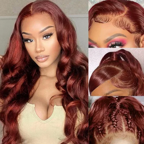 Miniatura 19 de Durian hair Pelucas de cabello humano con encaje frontal de color castaño rojizo prearrancado de 13 x 6 pulgadas, pelucas de cabello humano ondulado