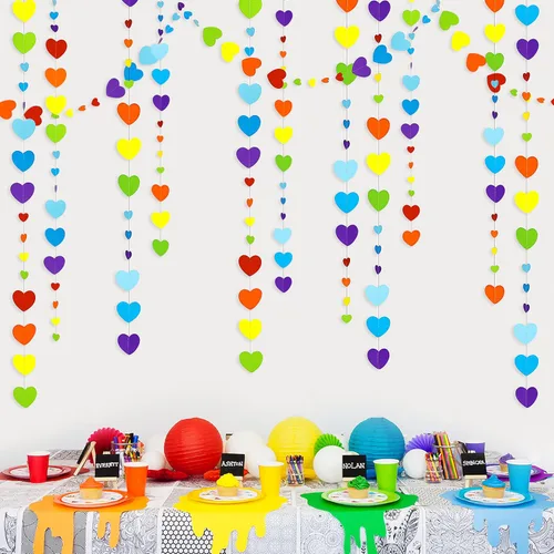 Miniatura 24 de 52 pies Guirnalda de corazón de amor dorado azul marino para decoración de fiesta del día de San Valentín Bandera de serpentina colgante azul real