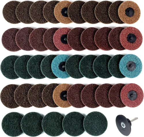Miniatura 10 de S SATC 25 piezas de discos de lijado de 2 pulgadas con bloqueo de rollo, discos de cambio rápido para acondicionamiento de superficie