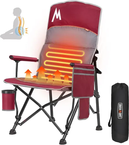 Miniatura 15 de Overmont Silla de camping climatizada con respaldo alto - 3 niveles de calor Calefacción por separado de 2 zonas - Soporte de 450 libras Silla