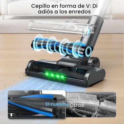 Miniatura 7 de Aspiradora sin cable, potente aspiradora ligera de palo con soporte autónomo, anti-enredos, aspiradora recargable 8 en 1 para el hogar, pisos de Azul