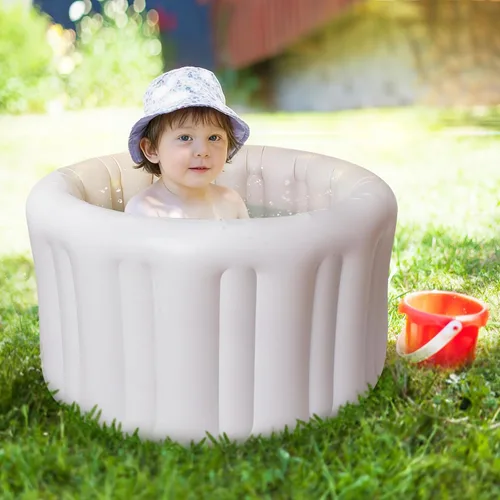 Miniatura 3 de Bañera inflable portátil para bebés de 6 meses en adelante, piscina plegable para bebés con base antideslizante y asiento de apoyo suave, ideal