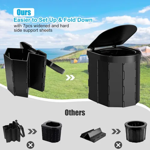 Miniatura 4 de PAHTTO Portable Camping Toilet, Folding Toilet for Adults with Lid and Retractable Toilet Paper Holder, Waterproof Porta Potty with Carry Bag and