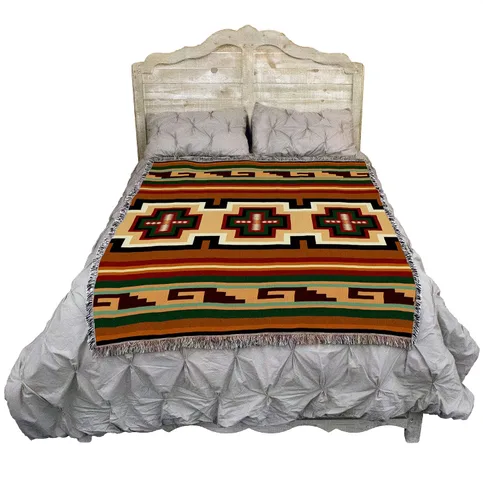 Miniatura 2 de Pure Country Weavers Manta Hayat – Inspirada en los nativos americanos del suroeste – Manta de regalo tejida de algodón – Fabricado en los Estados