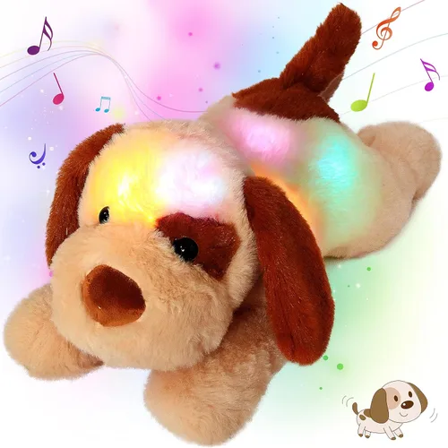 Miniatura 14 de Oso de peluche con luces LED brillantes, luz nocturna musical, juguete de peluche canta canciones de cuna, regalos de Navidad, para cumpleaños