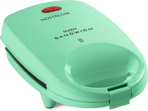 Nostalgia MyMini - Sandwichera personal, prensa antiadherente para panini, bolsillos para pizza, quesadillas, verde menta
