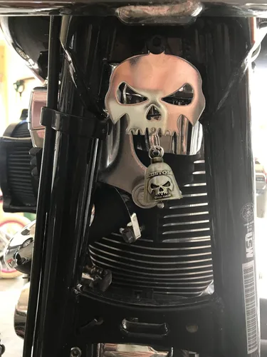 Soporte de campanilla con diseño de calavera/soporte para perno y anillo de moto incluido, apto para todas las motos Road King Street Glide Harley