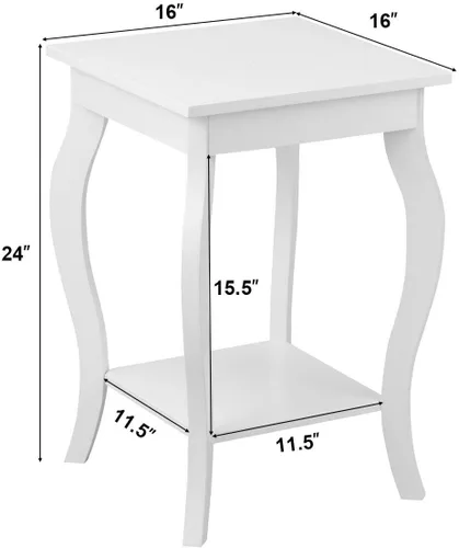 Miniatura 3 de Giantex Mesa auxiliar de 16 pulgadas con almacenamiento y estante patas curvas, muebles para el hogar para sala de estar, sofá, mesa auxiliar