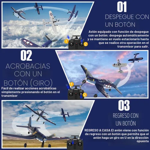 Miniatura 3 de LEAMBE Avión RC de 4 canales: avión acrobático listo para volar, fácil control para principiantes, avión F4U Corsair RC el mejor regalo para adultos