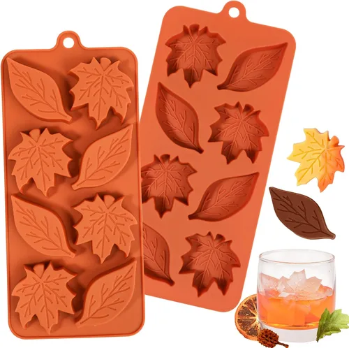 Webake Molde de silicona con 2 formas diferentes, moldes de hoja de arce de 8 cavidades para chocolate, cubitos de hielo, jabón, cupcake, perfecto
