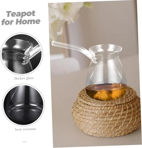 Miniatura 5 de Healeved Tetera de cristal elegante de la resistencia al calor del pote 15.2 fl oz de café preparado a mano para el hogar